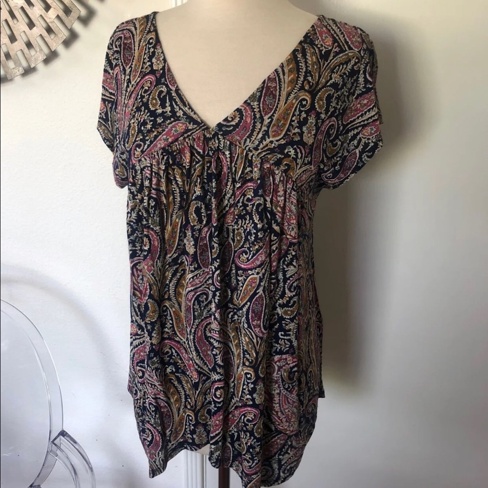 Lucky brand Flowy Top paisley print M new